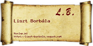 Liszt Borbála névjegykártya